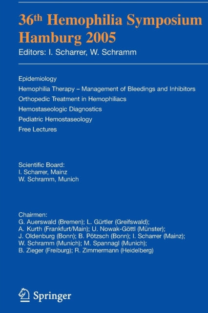 Book cover of: 36th Hemophilia Symposium Hamburg 2005
