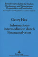 Book cover of: Informationsintermediation durch Finanzanalysten. By: Georg Hax