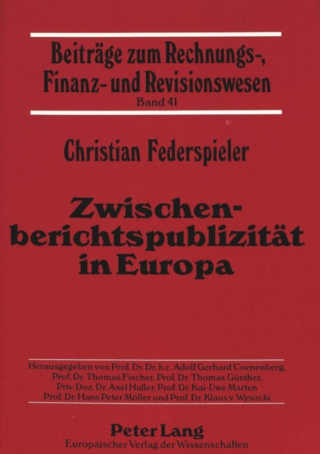 Book cover of: Zwischenberichtspublizitaet in Europa. By: Christian Federspieler