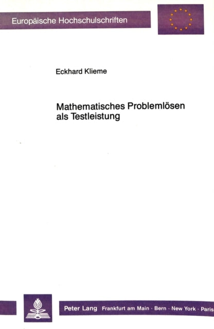 Book cover of: Mathematisches Problemloesen als Testleistung