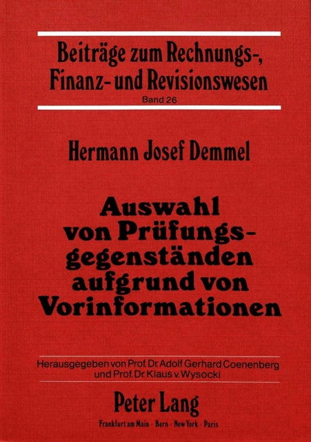 Book cover of: Auswahl von Pruefungsgegenstaenden aufgrund von Vorinformationen