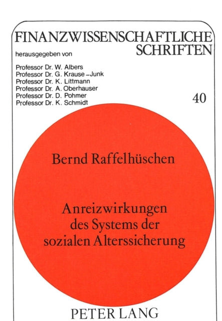 Book cover of: Anreizwirkungen der sozialen Alterssicherung