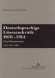 Book cover of: Deutschsprachige Literaturkritik 1870-1914