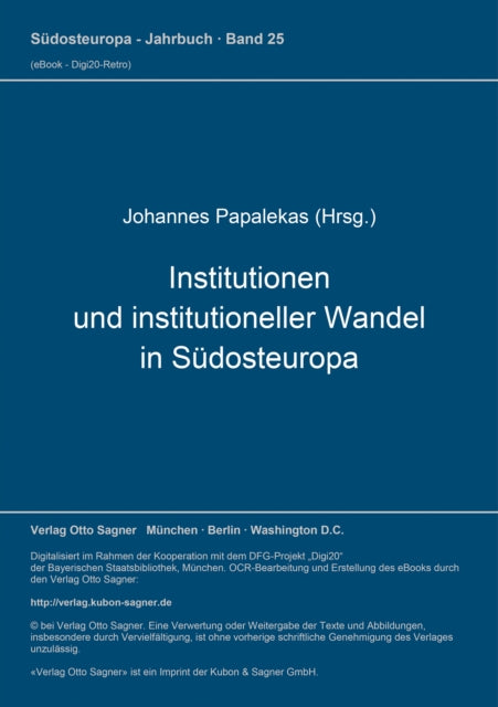 Book cover of: Institutionen und institutioneller Wandel in Suedosteuropa