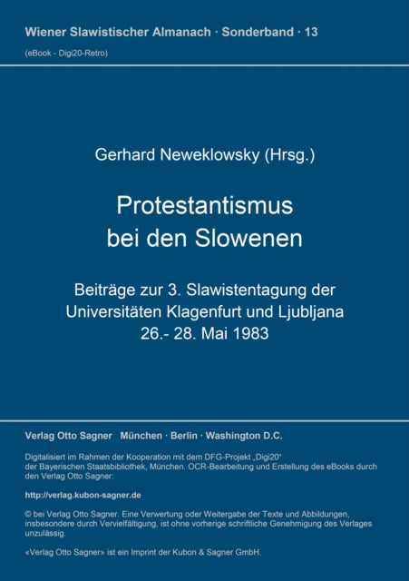 Book cover of: Protestantismus bei den Slowenen / Protestantizem pri slovencih