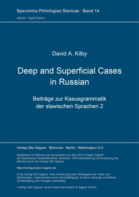 Book cover of: Deep and Superficial Cases in Russian. By: David A. Kilby