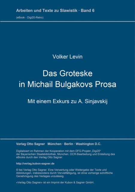 Book cover of: Das Groteske in Michail Bulgakovs Prosa. By: Volker Levin