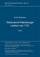Book cover of: Weismanns Petersburger Lexikon von 1731. By: Erik Weismann