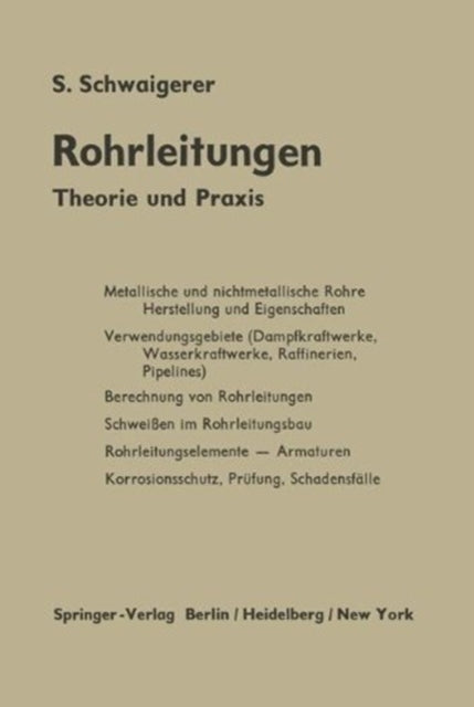 Book cover of: Rohrleitungen. By: Siegfried Schwaigerer