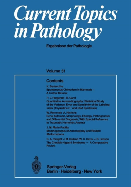 Book cover of: Current Topics in Pathology. By: Hans-W Altmann