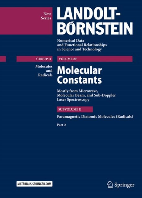 Book cover of: Molecular Constants Mostly from Microwave, Molecular Beam, and Sub-Doppler Laser Spectroscopy. By: Wolfgang Hüttner
