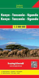 Book cover of: Kenya - Tanzania - Uganda - Rwanda Road Map 1:2 000 000. By: Freytag, Berndt und Artaria.