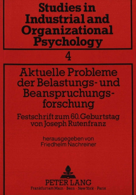 Book cover of: Aktuelle Probleme der Belastungs- und Beanspruchungsforschung