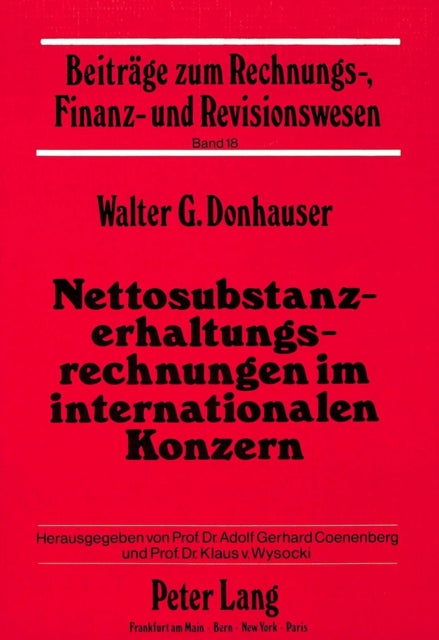 Book cover of: Nettosubstanzerhaltungsrechnungen im internationalen Konzern
