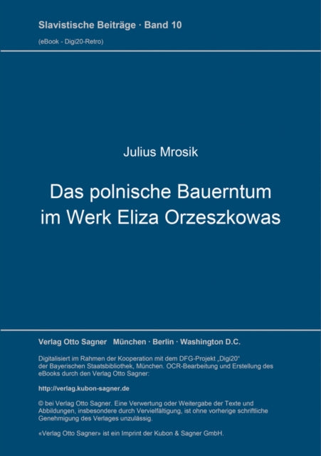 Book cover of: Das polnische Bauerntum im Werk Eliza Orzeszkowas. By: Julius Mrosik