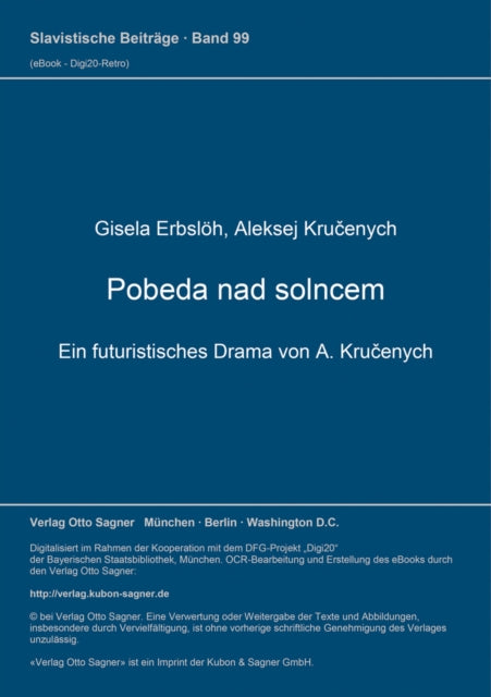 Book cover of: Pobeda nad solncem. Ein futuristisches Drama von A. Krucenych