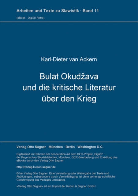Book cover of: Bulat Okudzava und die kritische Literatur ueber den Krieg