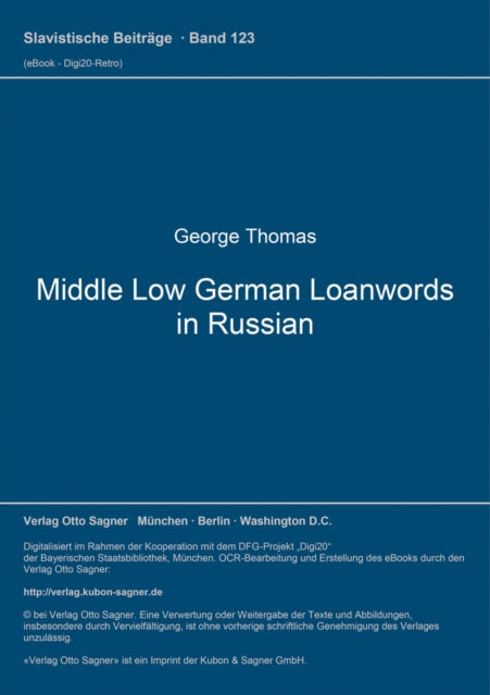Book cover of: Middle Low German Loanwords in Russian