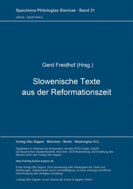 Book cover of: Slowenische Texte aus der Reformationszeit