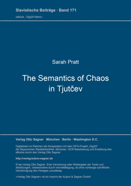 Book cover of: Semantics of Chaos in Tjutcev