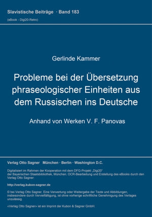 Probleme bei der Uebersetzung phraseologischer Einheiten aus dem Russischen ins Deutsche