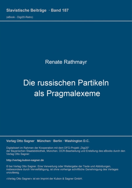 Book cover of: Die russischen Partikeln als Pragmalexeme