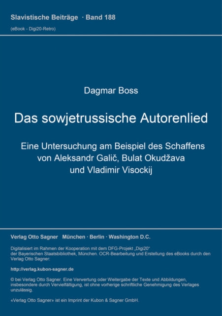 Book cover of: Das sowjetrussische Autorenlied