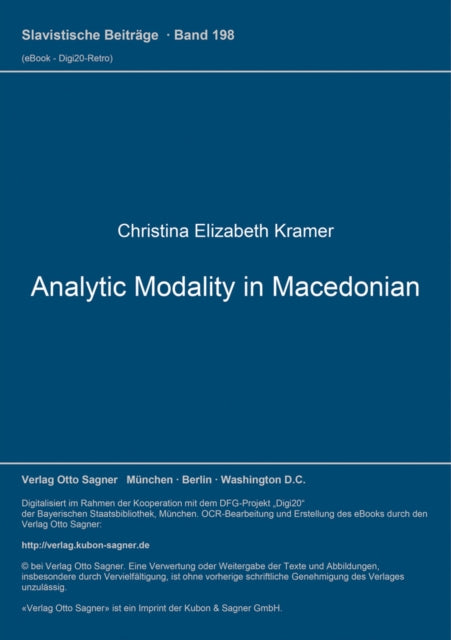 Book cover of: Analytic Modality in Macedonian
