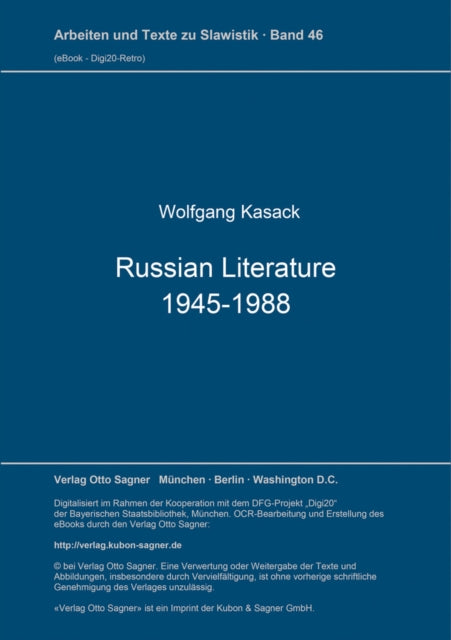 Book cover of: Russian Literature 1945-1988