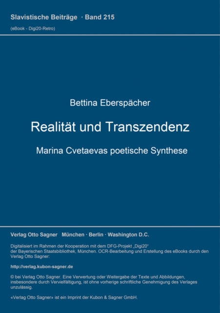 Book cover of: Realitaet und Transzendenz
