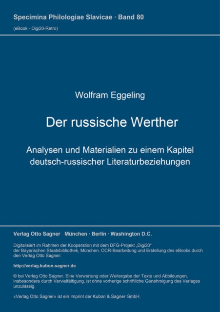 Book cover of: Der russische Werther