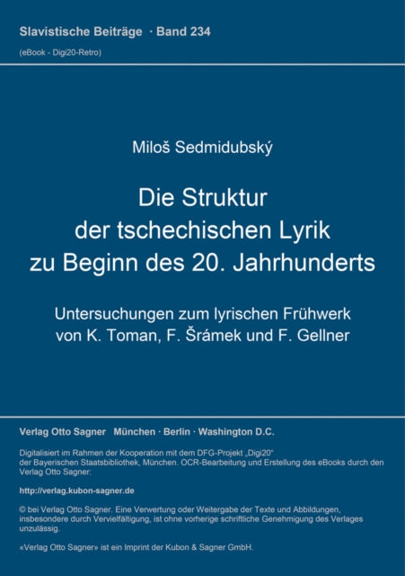 Book cover of: Die Struktur der tschechischen Lyrik zu Beginn des 20. Jahrhunderts