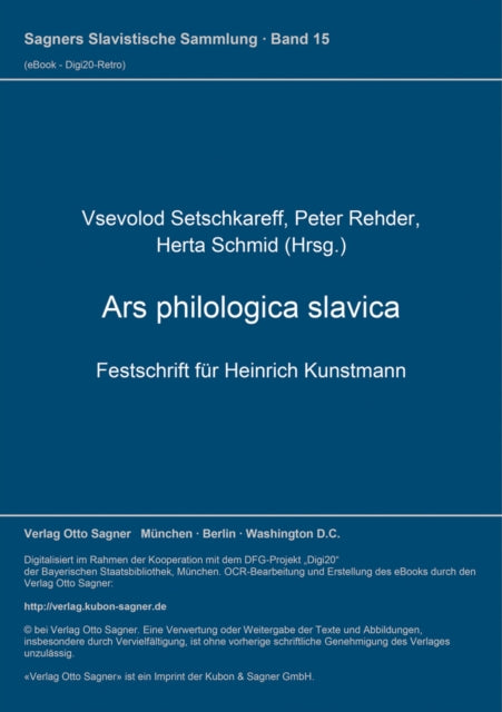 Book cover of: Ars philologica slavica