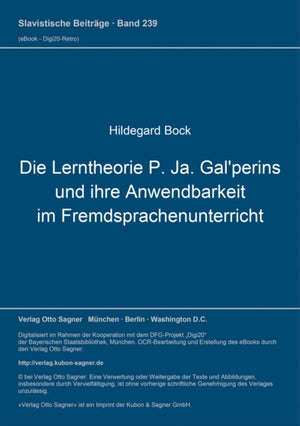 Die Lerntheorie P. Ja. Gal'perins und ihre Anwendbarkeit im Fremdsprachenunterricht