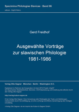 Ausgewaehlte Vortraege zur slawischen Philologie 1981-1986