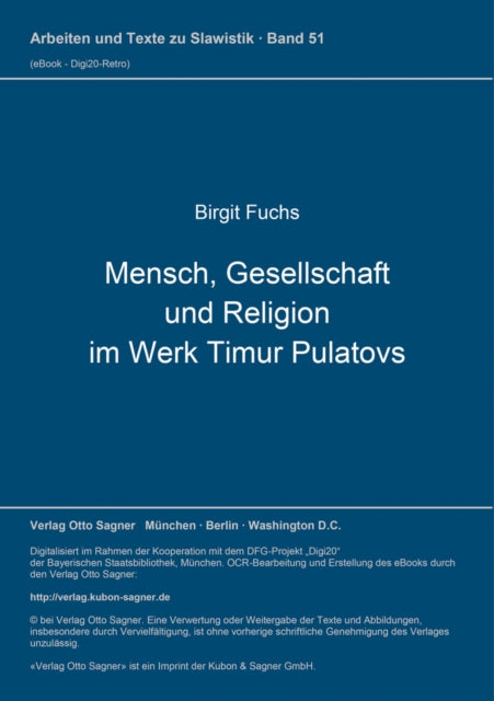 Book cover of: Mensch, Gesellschaft und Religion im Werk Timur Pulatovs