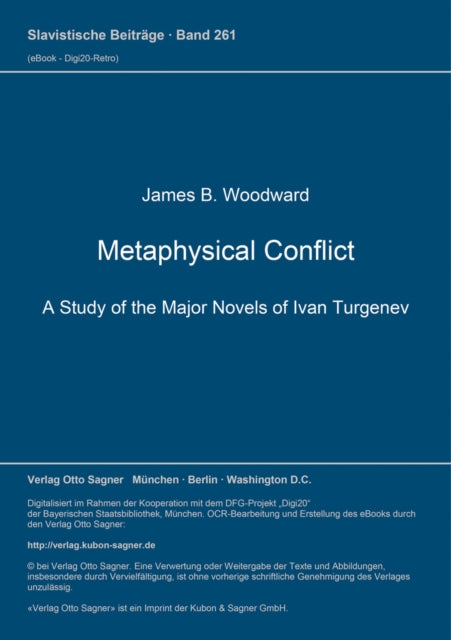 Book cover of: Metaphysical Conflict. A Study of the Major Novels of Ivan Turgenev