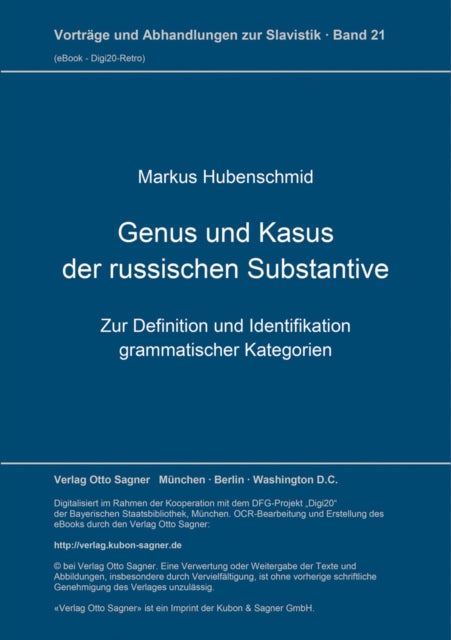 Book cover of: Genus und Kasus der russischen Substantive