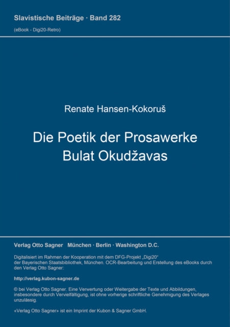 Book cover of: Die Poetik der Prosawerke Bulat Okudzavas