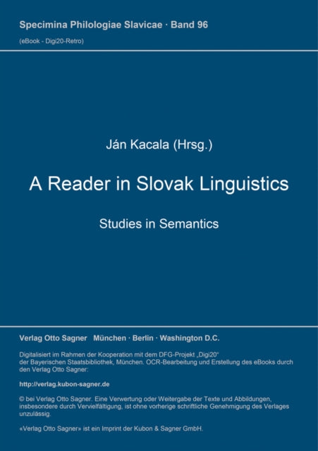 Book cover of: Reader in Slovak Linguistics