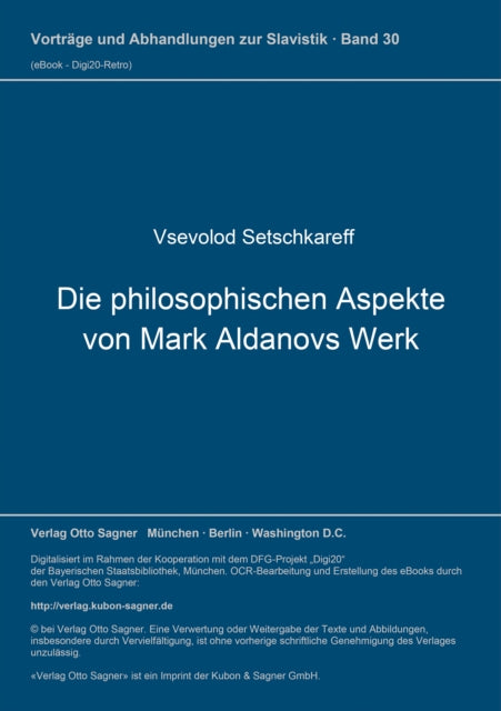 Book cover of: Die philosophischen Aspekte von Mark Aldanovs Werk
