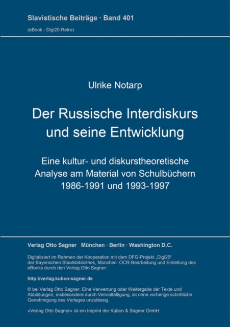 Book cover of: Der Russische Interdiskurs und seine Entwicklung. By: Ulrike Notarp