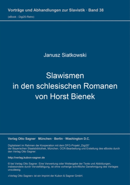 Book cover of: Slawismen in den schlesischen Romanen von Horst Bienek. By: Janusz Siatkowski