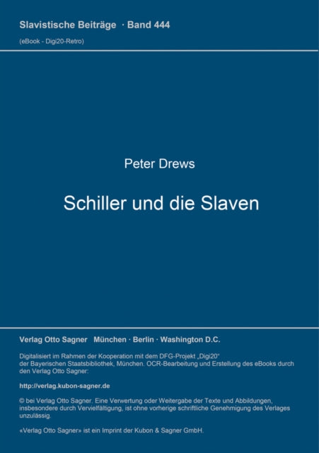 Book cover of: Schiller und die Slaven. By: Peter Drews