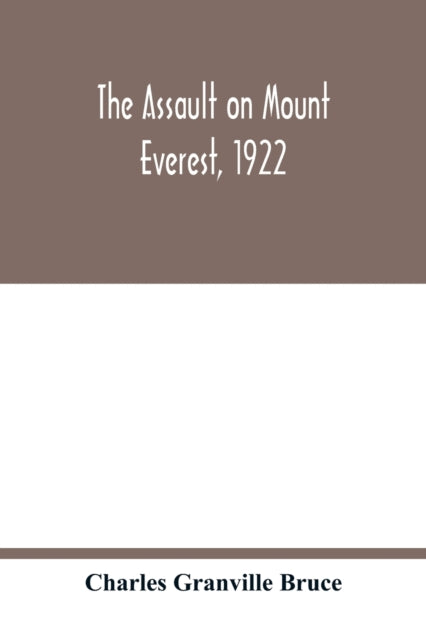 Book cover of: assault on Mount Everest, 1922