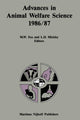 Book cover of: Advances in Animal Welfare Science 1986/87. By: M. W. Fox
