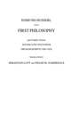 Book cover of: First Philosophy. By: Edmund Husserl