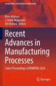 Book cover of: Recent Advances in Manufacturing Processes. By: Renu Kumari