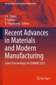 Book cover of: Recent Advances in Materials and Modern Manufacturing. By: I. A. Palani