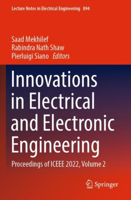 Book cover of: Innovations in Electrical and Electronic Engineering. By: Saad Mekhilef